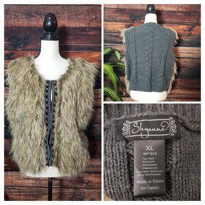 Shyanne XL Sweater Vest Faux Fur Beaded Embellished